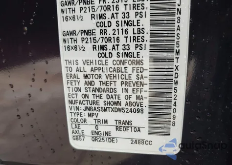 2013 Nissan Rogue S z USA, uszkodzony, nr VIN JN8AS5MTXDW524098
